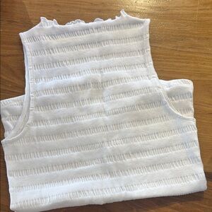 Mock Neck White/Ivory Textured Sleeveless Top